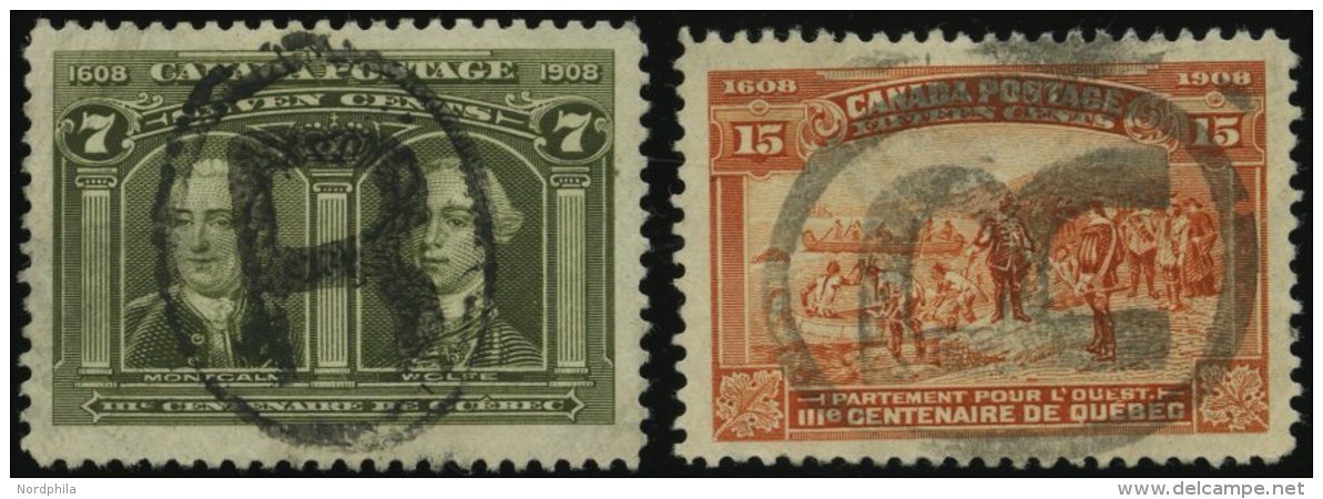 KANADA 88,90 O, 1908, 7 Und 15 C. Quebec, 2 Werte Mit R-Stempel, Feinst/Pracht, Mi.165.- - Kanada