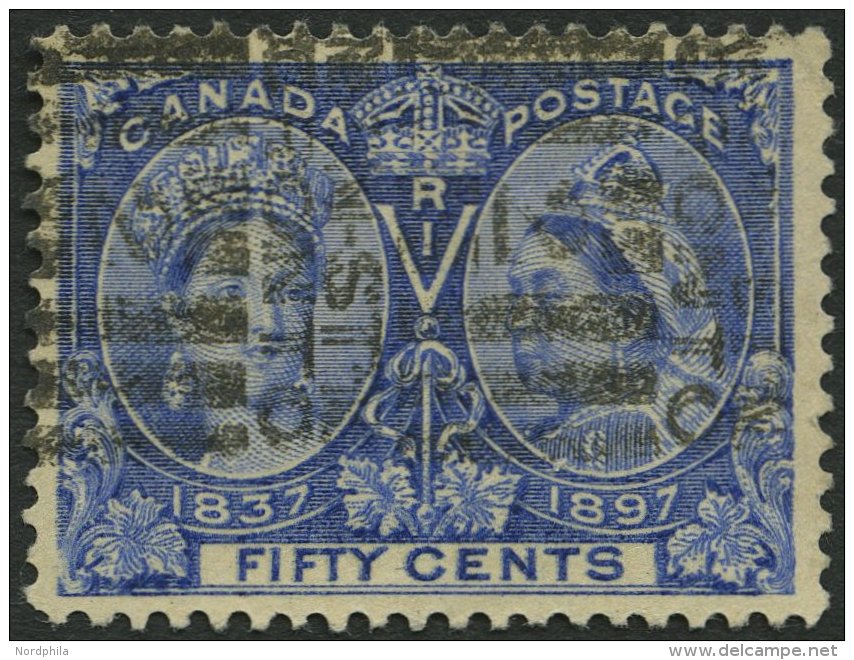 KANADA 48 O, 1897, 50 C. Ultramarin, &uuml;blich Gez&auml;hnt Pracht, Mi. 150.- - Canadá