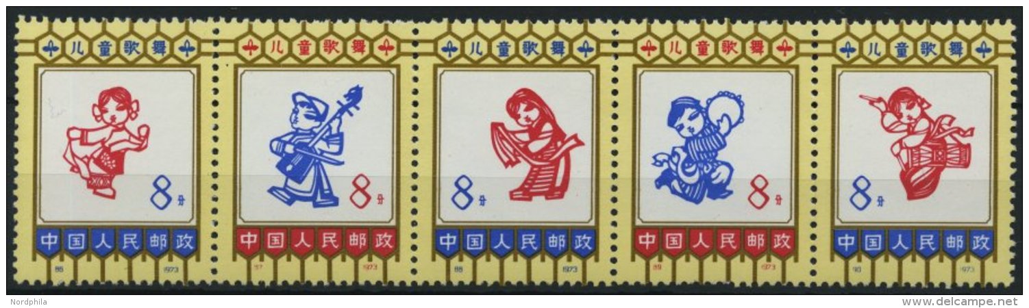 CHINA - VOLKSREPUBLIK 1135-39 **, 1973, Kinderlieder Und -t&auml;nze Im F&uuml;nferstreifen, Pracht, Mi. 60.- - Otros & Sin Clasificación