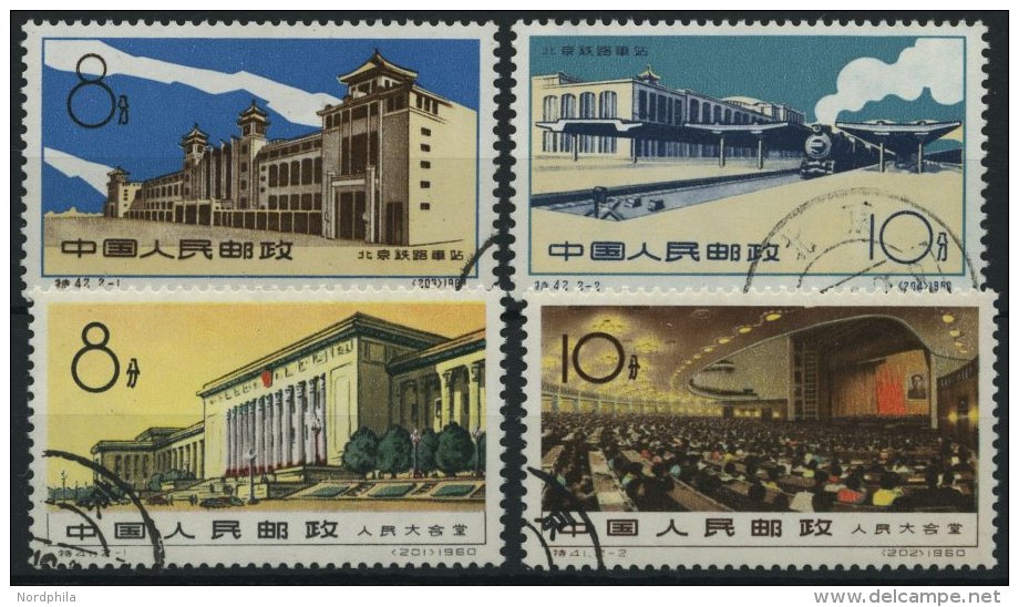 CHINA - VOLKSREPUBLIK 555/6,564/5 O, 1960, Er&ouml;ffnung Des Hauptbahnhofes In Peking, Vollendung Des Gro&szlig;en Volk - Otros & Sin Clasificación