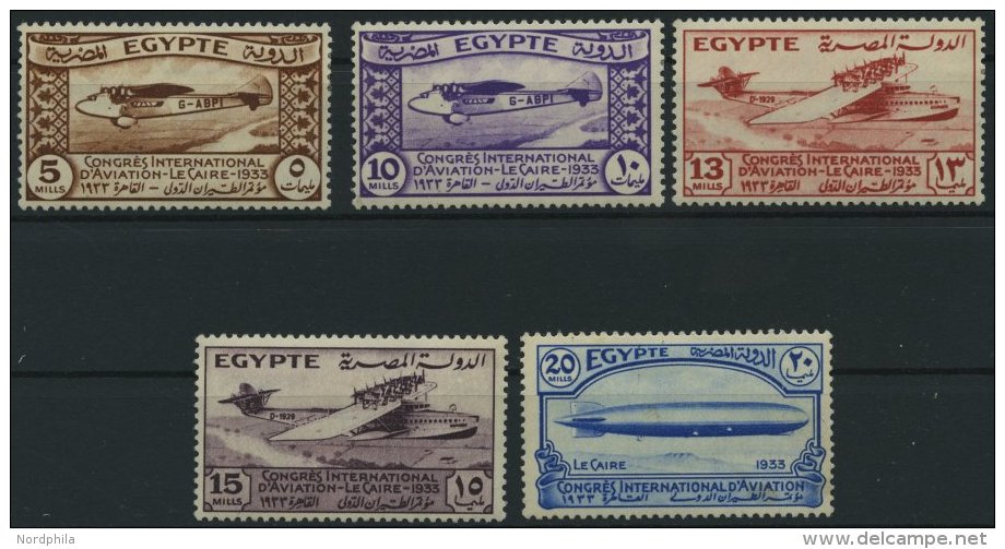 GYPTEN 186-90 *, 1933, Internationaler Luftfahrtkongress, Falzreste, Pracht - Sonstige & Ohne Zuordnung