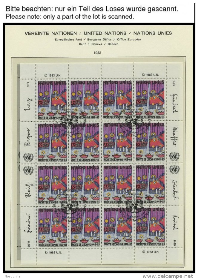 UNO - GENF KB O, 1983-89, 4 Verschiedene Kleinbogens&auml;tze: Mi.Nr. 117/8, 158/9, 165/6 Und 180/1 Mit Zentrischen Erst - Sonstige & Ohne Zuordnung