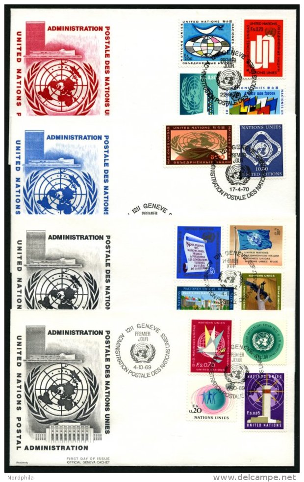 UNO - GENF 1-14 BRIEF, 1969, Freimarken Komplett Auf FDC`s, Pracht, Mi. 70.- - Sonstige & Ohne Zuordnung