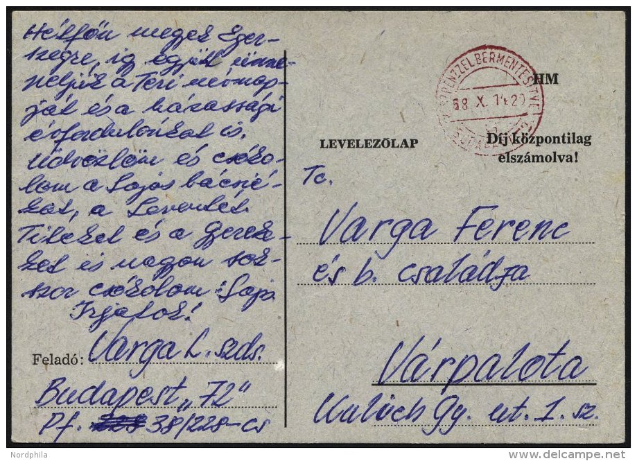 UNGARN 1968, Portofreie Feldpostkarte Eines In Der Tschechoslowakei Eingesetzten Ungarischen Soldaten, &uuml;ber Das Pos - Sonstige & Ohne Zuordnung