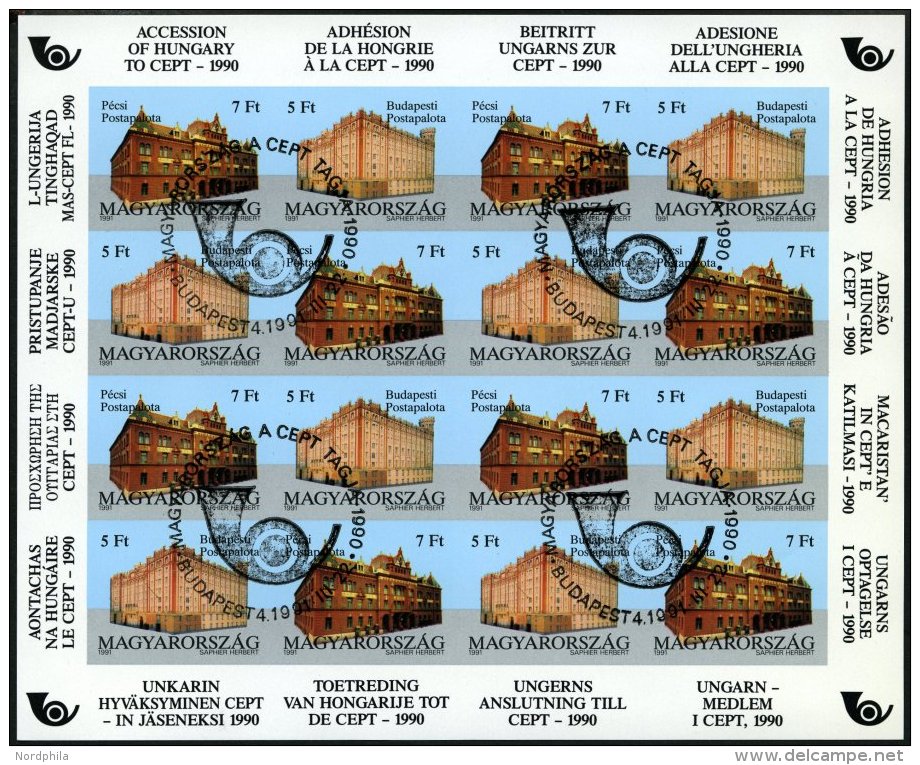 UNGARN 4131/2A/B KB O, 1991, Aufnahme Ungarns In Die CEPT, Gez&auml;hnt Und Ungez&auml;hnt, Je Im Kleinbogen Mit Ersttag - Autres & Non Classés