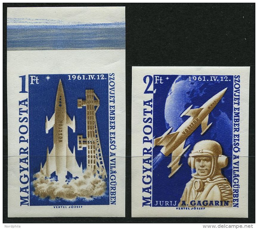 UNGARN 1753/4B **, 1961, Weltraumflug, Ungez&auml;hnt, Prachtsatz, Mi. 80.- - Sonstige & Ohne Zuordnung