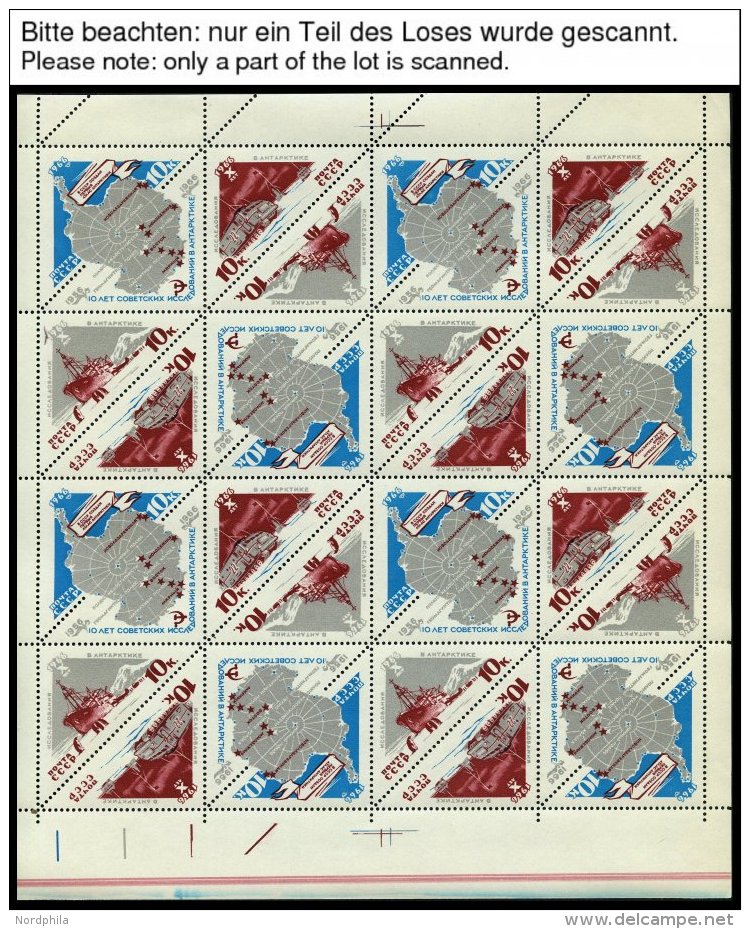 SOWJETUNION 3181-83 **, 1966, Antarktisforschung, Kleinbogen Mit 4 Viererblock-Kehrdruckpaaren, 17x, Marken Pracht, R&au - Gebraucht