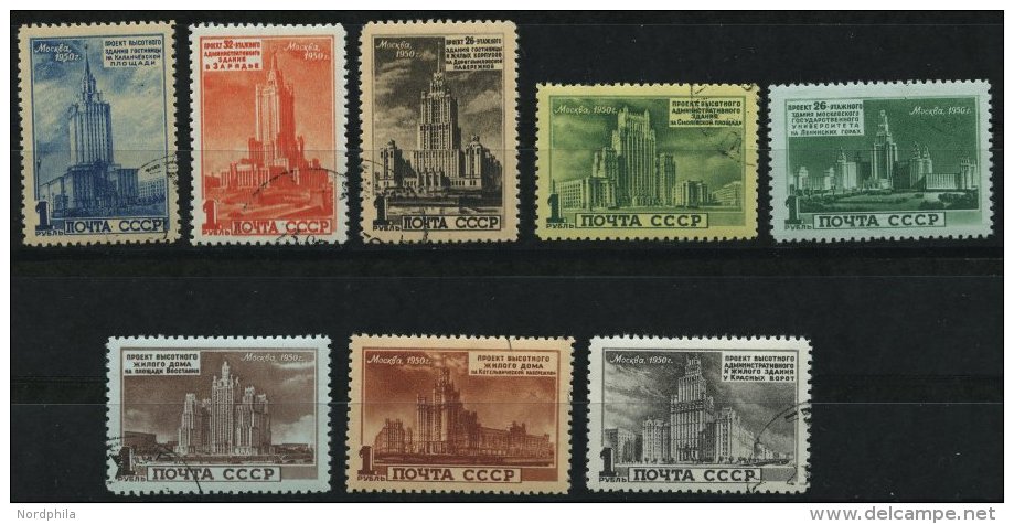 SOWJETUNION 1527-34 O, 1950, Geplante Moskauer Hochbauten, &uuml;blich Gez&auml;hnter Prachtsatz, Mi. 300.- - Otros & Sin Clasificación