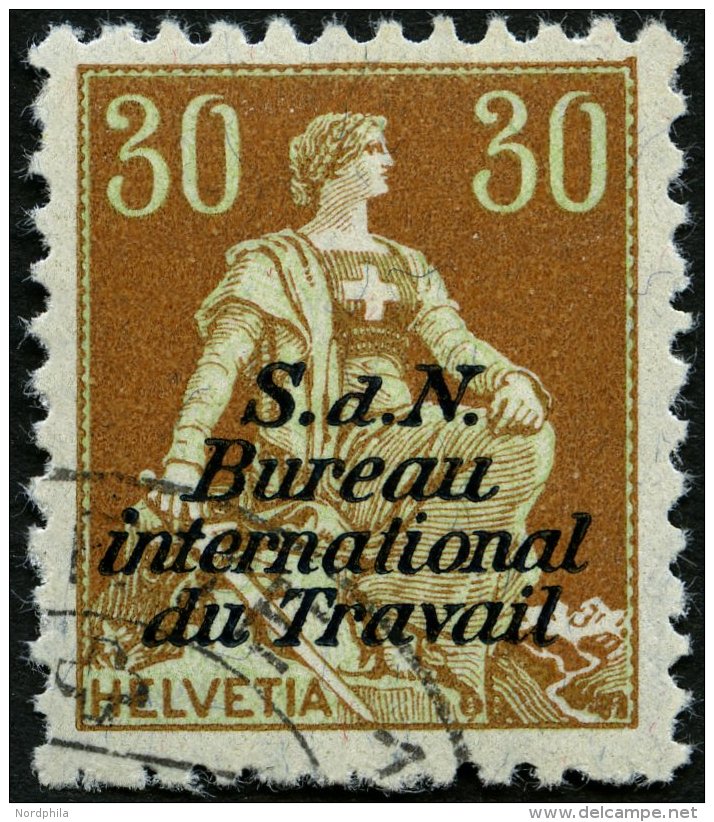 BIT/ILO 5 O, 1923, 30 C. Braunorange/hellgr&uuml;n, Rauhe Z&auml;hnung, Pracht, Mi. 90.- - Dienstmarken