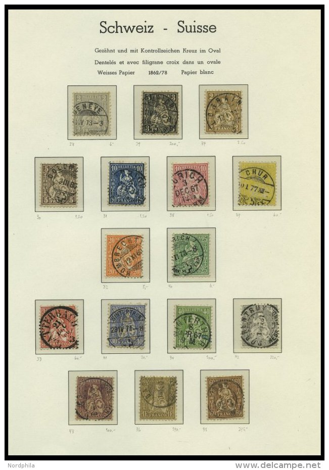 SAMMLUNGEN O, 1862-81, Gestempelter Sammlungsteil Sitzende Helvetia Von 42 Werten, Dabei Mi.Nr. 21 (2x), 27 (2x), 28a, 2 - Collections