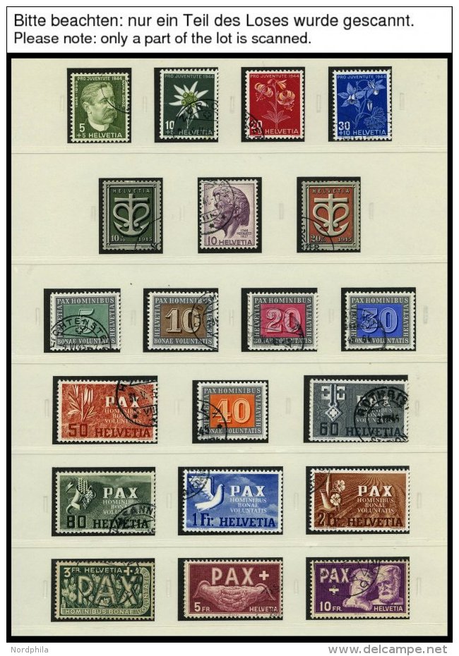 SAMMLUNGEN O, 1945-2012, Saubere Komplette Sammlung Schweiz Mit PAX-Satz Und Allen Blocks (Bl. 11-51) In 4 SAFE-dual Alb - Lotes/Colecciones