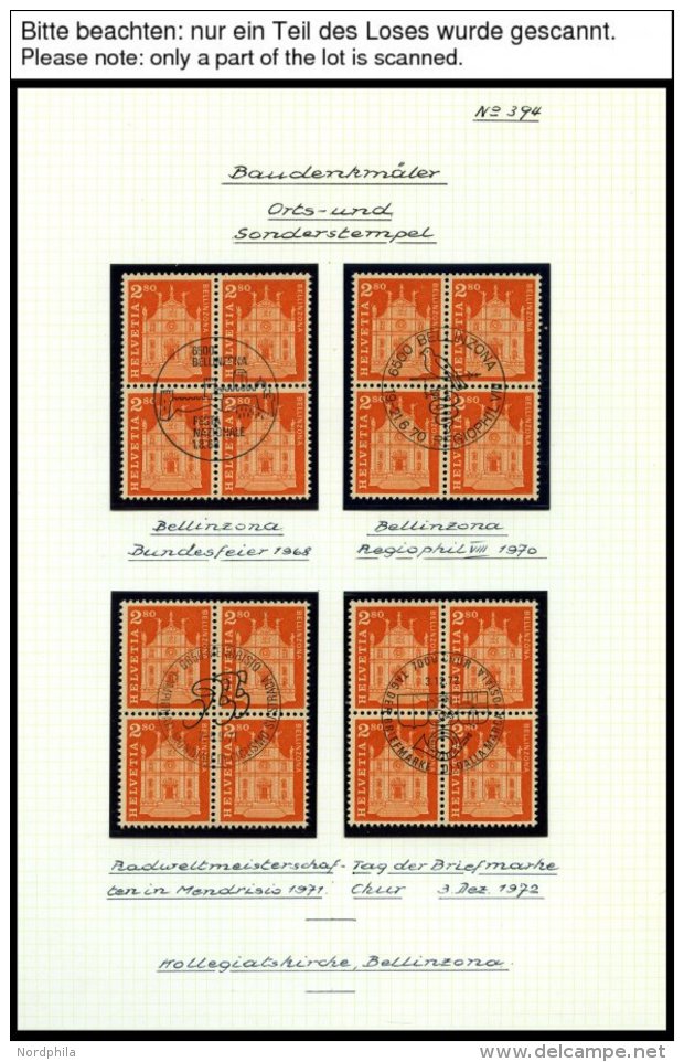 SCHWEIZ BUNDESPOST 764-67 VB O, 1963, Postgeschichtliche Motive Und Baudenkm&auml;ler In Zentrisch Gestempelten Viererbl - Usados