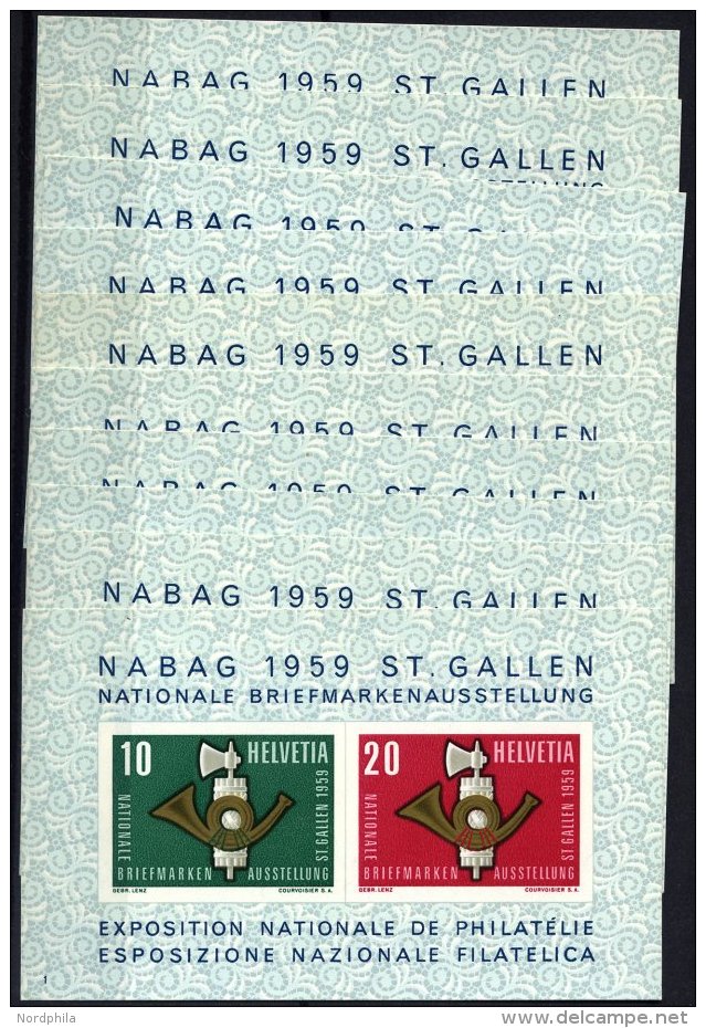 SCHWEIZ BUNDESPOST Bl. 16 **, 1959, Block NABAG, 10x, Pracht, Mi. 160.- - Usados