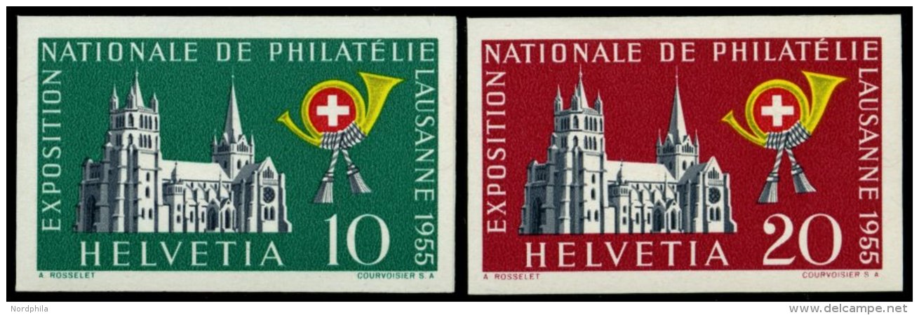 SCHWEIZ BUNDESPOST 611/2 **, 1955, Einzelmarken Lausanne, 2 Prachtwerte, Mi. 80.- - Usados