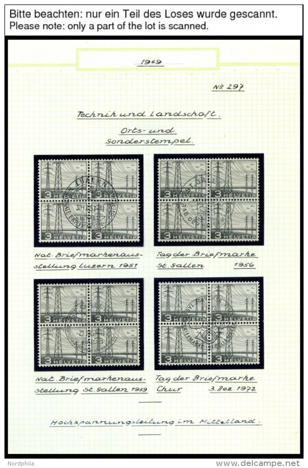 SCHWEIZ BUNDESPOST 529-40 VB O, 1949, Landschaften Und Technische Motive In Verschiedenen Zentrisch Gestempelten Viererb - Usados