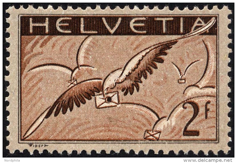 SCHWEIZ BUNDESPOST 245x *, 1930, 2 Fr. Brieftaube, Gew&ouml;hnliches Papier, Falzreste, &uuml;blich Gez&auml;hnt Pracht - Usados