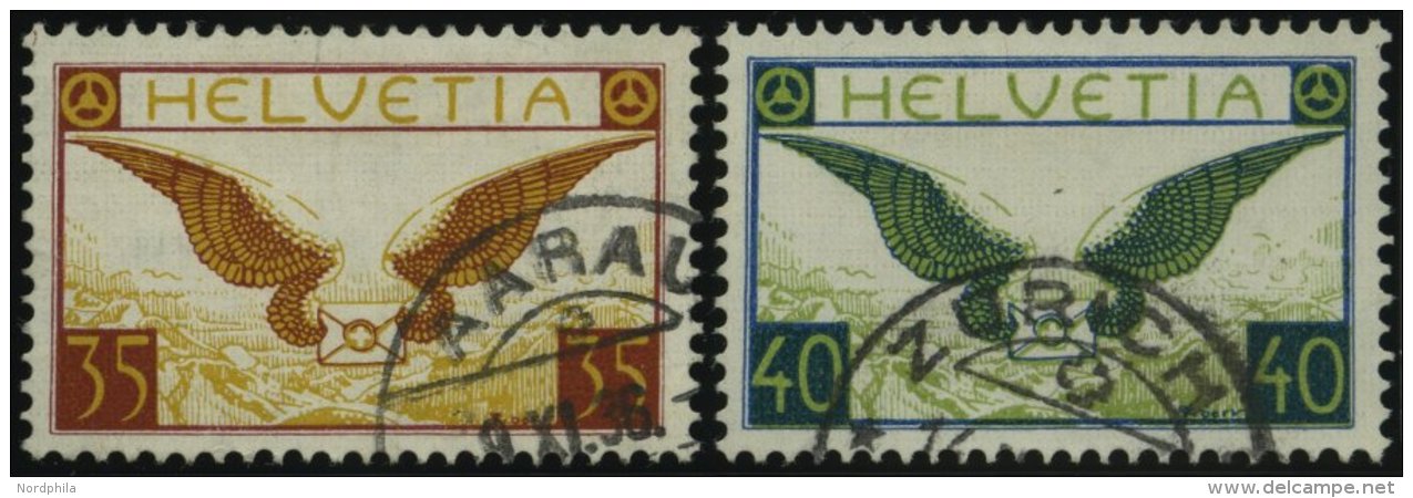 SCHWEIZ BUNDESPOST 233/4z O, 1933, Gefl&uuml;gelter Brief, Gestrichenes Papier, Pracht, Mi. 150.- - Usados