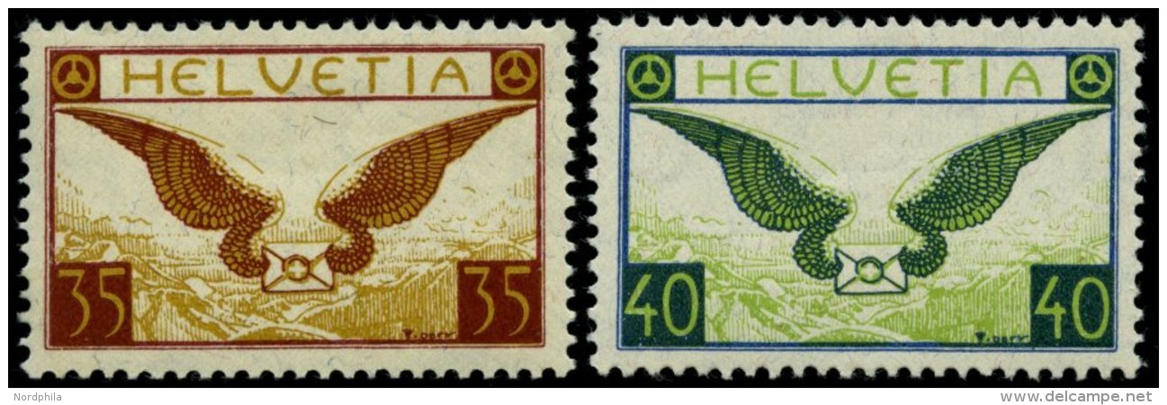 SCHWEIZ BUNDESPOST 233/4x *, 1929, Gefl&uuml;gelter Brief, Gew&ouml;hnliches Papier, Pracht, Mi. 200.- - Usados