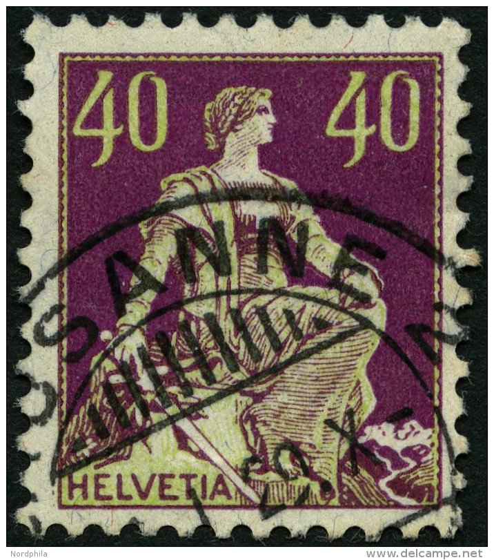 SCHWEIZ BUNDESPOST 208x **, 1925, 40 C. Dunkelkarminlila/mattolivgrau, Glatter Gummi, Pracht, Mi. 120.- - Usados