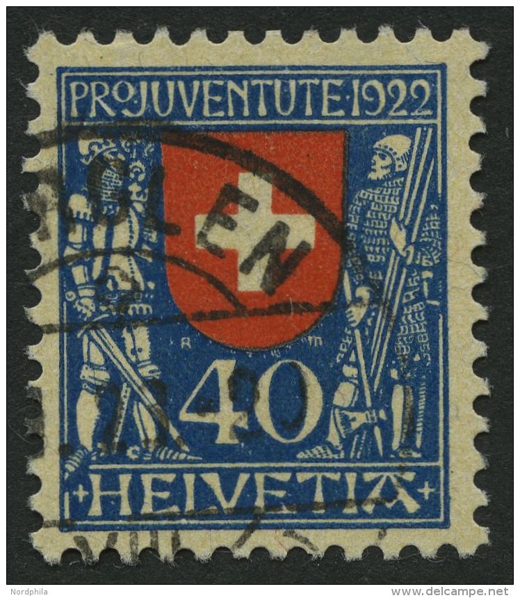 SCHWEIZ BUNDESPOST 178 O, 1922, 40 C. Pro Juventute, Pracht, Mi. 80.- - Usados