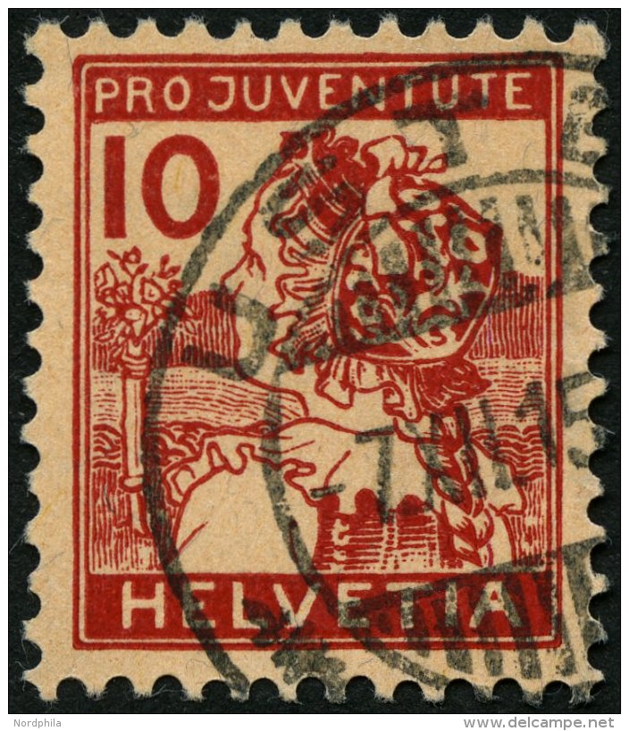 SCHWEIZ BUNDESPOST 129 O, 1915, 10 C. Pro Juventute, Pracht, Mi. 110.- - Usados