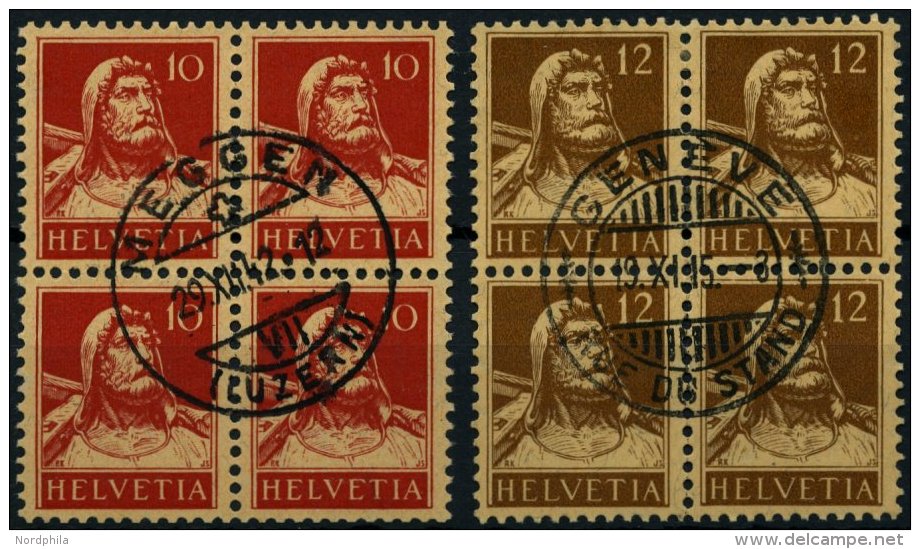 SCHWEIZ BUNDESPOST 118II,119 VB O, 1914, 10 C. Rot Auf Mattorange, Type II, Und 12 C. Braun, In Zentrisch Gestempelten V - Usados