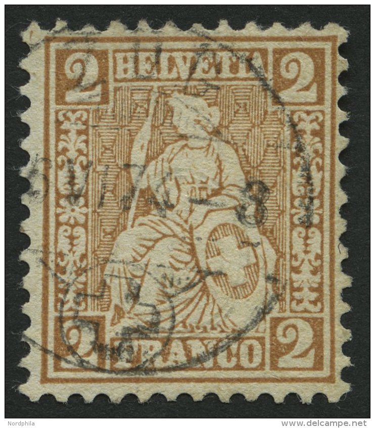 SCHWEIZ BUNDESPOST 29b O, 1867, 2 C. Rotbraun, Pracht, Mi. 240.- - Sonstige & Ohne Zuordnung