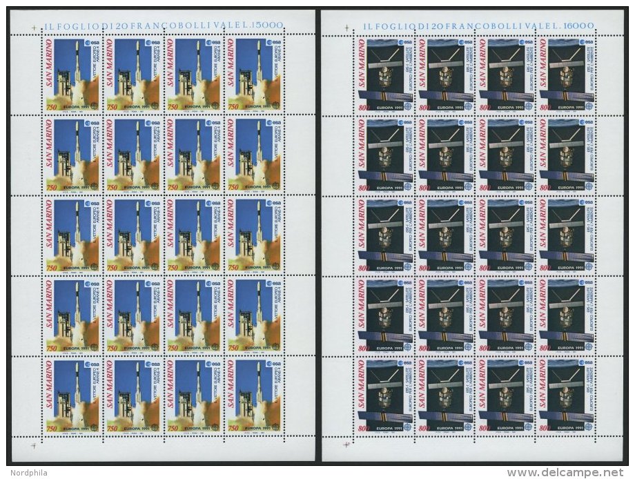 SAN MARINO 1465/6 KB **, 1991, Europ&auml;ische Weltraumfahrt In Kleinbogen, Pracht, Mi. 160.- - Sonstige & Ohne Zuordnung