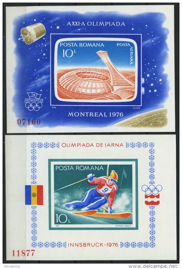 RUM&Auml;NIEN Bl. 129,136 **, 1976, Block Olympische Spiele, Pracht, Mi. 90.- - Sonstige & Ohne Zuordnung