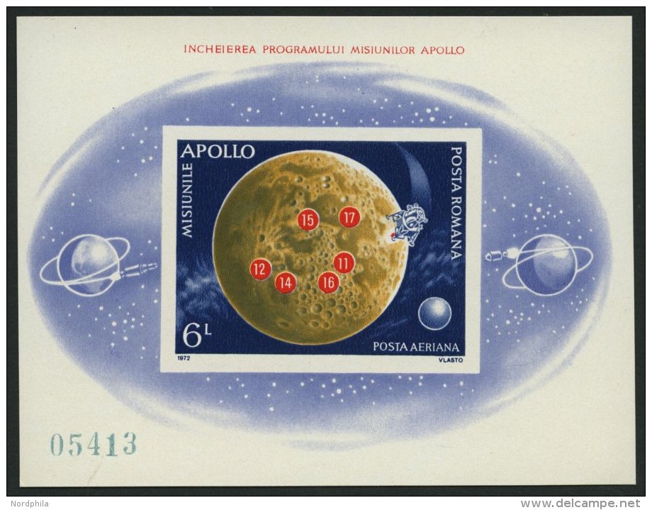 RUM&Auml;NIEN Bl. 103 **, 1972, Block Apolloprogramm, Pracht, Mi. 80.- - Sonstige & Ohne Zuordnung