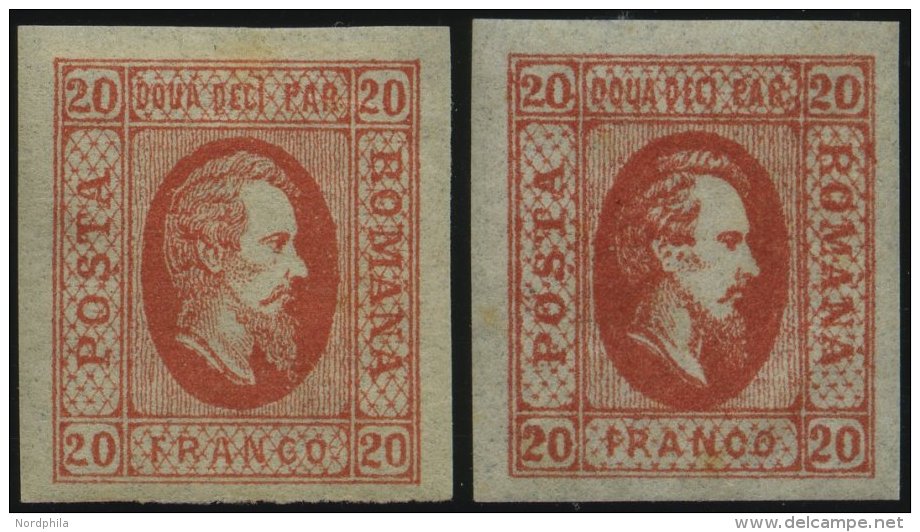 RUM&Auml;NIEN 13x *, 1865, 20 Par. Rot, Beide Typen, Falzrest, 2 Prachtwerte - Otros & Sin Clasificación