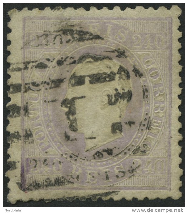 PORTUGAL 44B O, 1873, 240 R. Lila, Gez&auml;hnt 121/2, Feinst (oben Kleiner Spalt Behoben), Mi. 1500.- - Usado