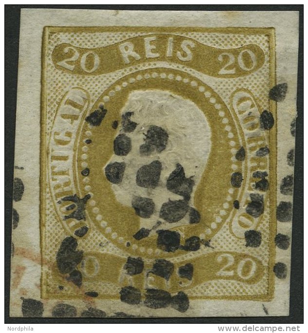 PORTUGAL 19 O, 1866, 20 R. Olivbraun, Pracht, Signiert Zumstein, Mi. 90.- - Usado