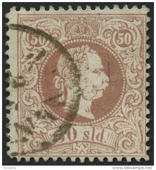 POST IN DER LEVANTE 7Cb O, 1867, 50 So. R&ouml;tlichbraun, Gez&auml;hnt L 12, K1 JANINA, Feinst, Fotobefund Dr. Ferchenb - Oriente Austriaco