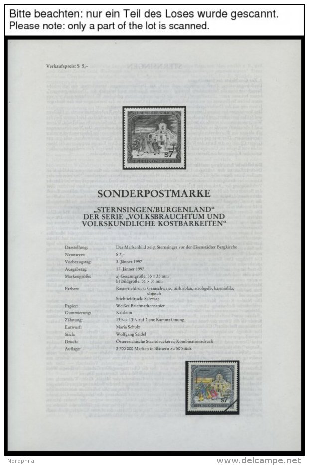 LOTS 2208-28 BrfStk, 1997, 19 Beschreibungen Der &Ouml;sterreichischen Staatsdruckerei Incl. Zugeh&ouml;riger, Mit Diago - Colecciones