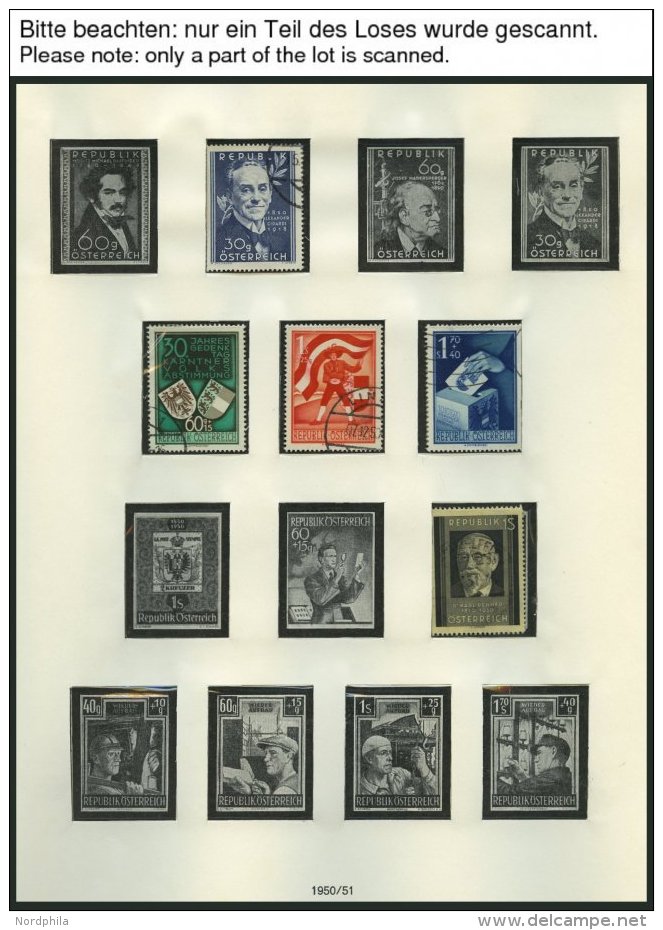 SAMMLUNGEN O,**, *, Sammlung &Ouml;sterreich Von 1945-57 Im SAFE Falzlosalbum, Dabei Mi.Nr. 952-54 Gestempelt, Feinst/Pr - Colecciones