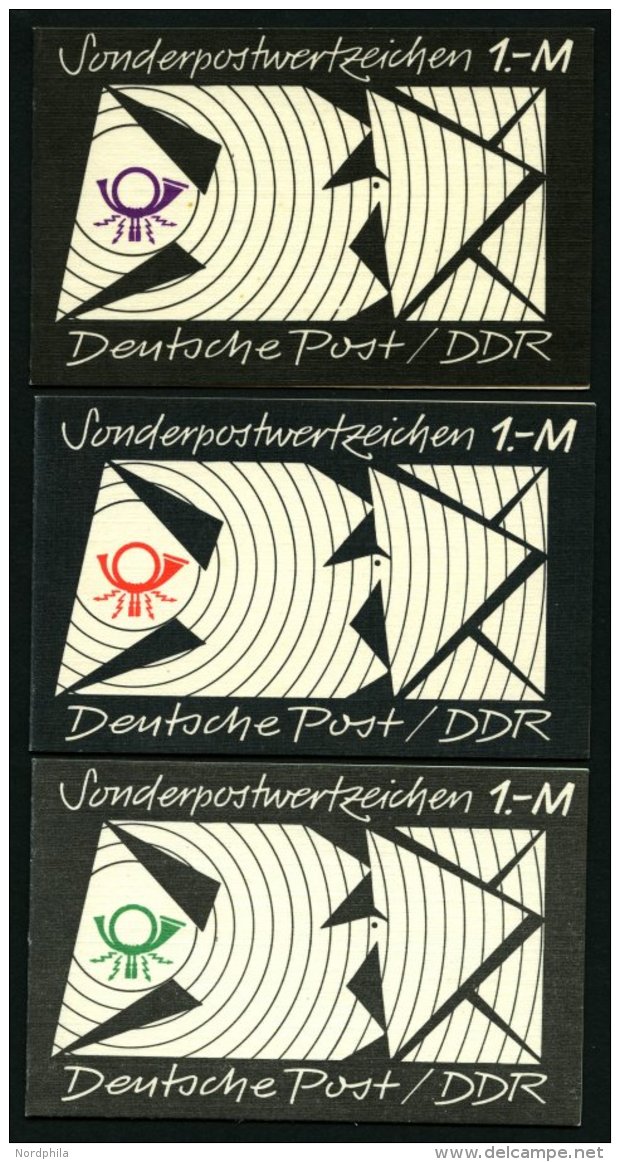 ZUSAMMENDRUCKE SMHD 8ea,eg,ej **, 1974, Markenheftchen Brieftaube In Schwarz/lebhaftrot, Schwarz/gr&uuml;n Und Schwarz/v - Zusammendrucke