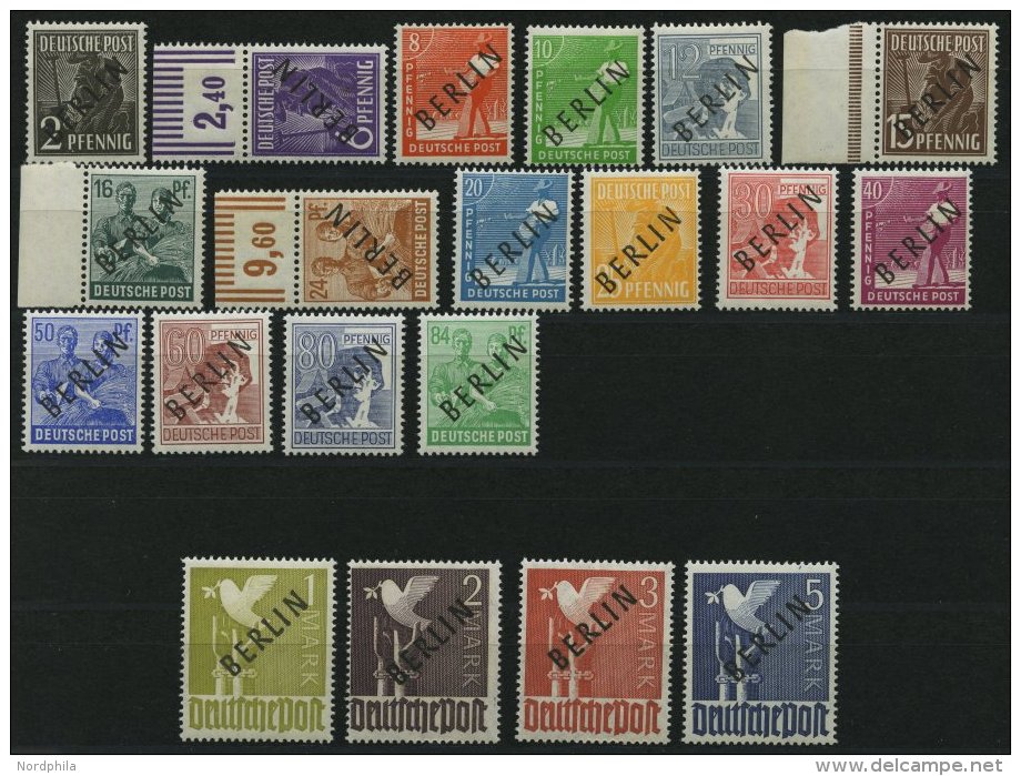 BERLIN 1-20 **, 1948, Schwarzaufdruck, Prachtsatz, Gepr. D. Schlegel, Mi. 360.- - Sonstige & Ohne Zuordnung