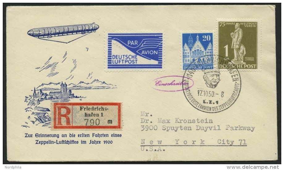 BERLIN 40 BRIEF, 17.10.1950, 1 DM Stephan Und 20 Pf. Alliierte Besetzung Auf Zeppelin-Spendenkuvert Mit Sonderstempel FR - Sonstige & Ohne Zuordnung