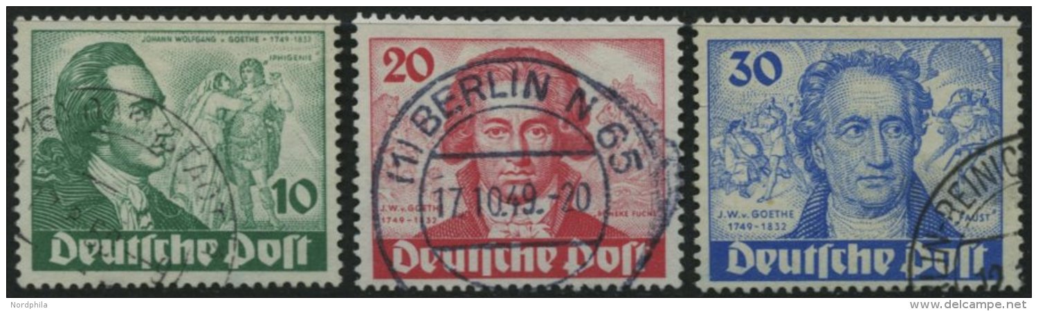 BERLIN 61-63 O, 1949, Goethe, Prachtsatz, Mi. 180.- - Gebraucht