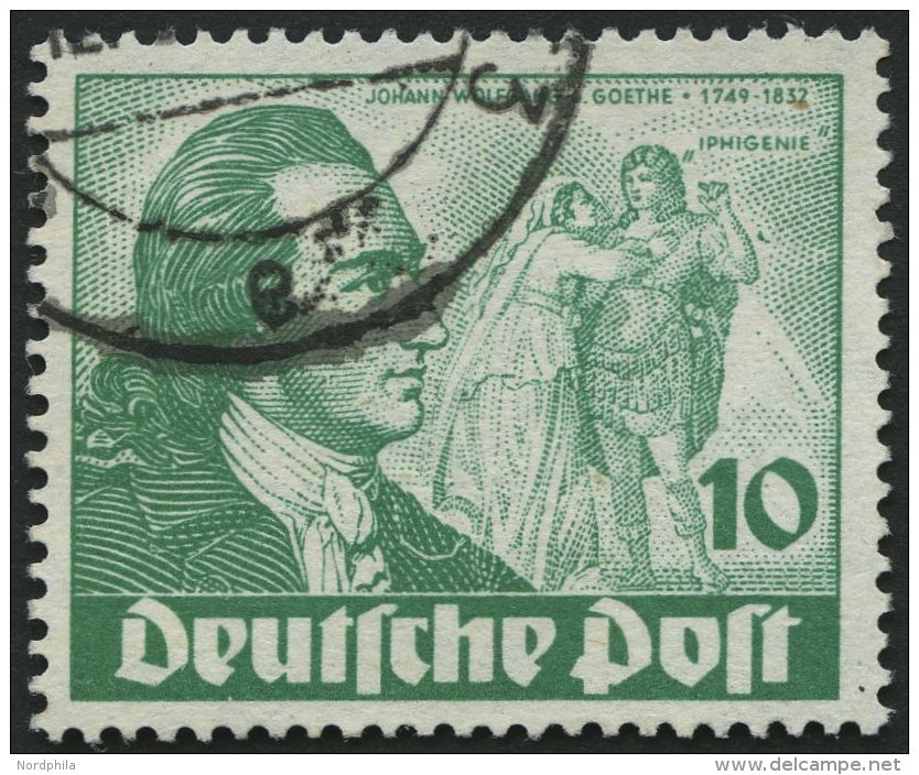 BERLIN 61I O, 1949, 10 Pf. Goethe Mit Abart Farbfleck Neben Rechtem Unterarm Des Darstellers, Pracht, Mi. 150.- - Usados