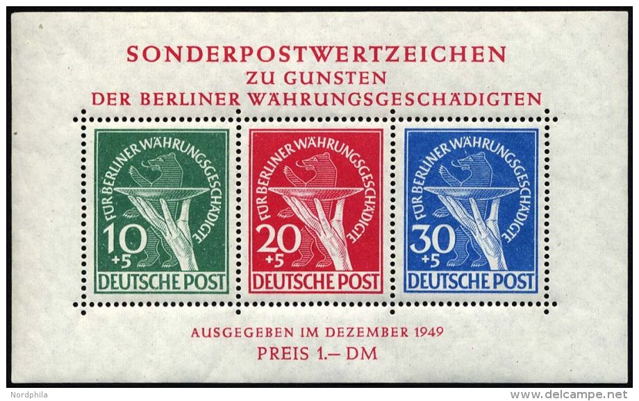 BERLIN Bl. 1 **, 1949, Block W&auml;hrungsgesch&auml;digte, Pracht, Mi. 950.- - Usados