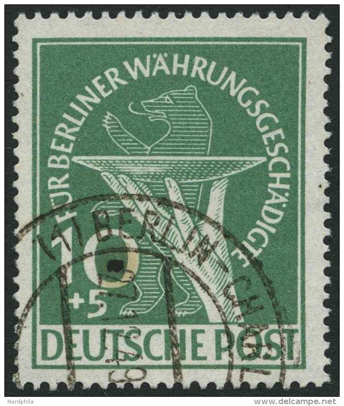 BERLIN 68 O, 1949, 10 Pf. W&auml;hrungsgesch&auml;digte, Normale Z&auml;hnung, Pracht, Gepr. Schlegel, Mi. 190.- - Gebraucht