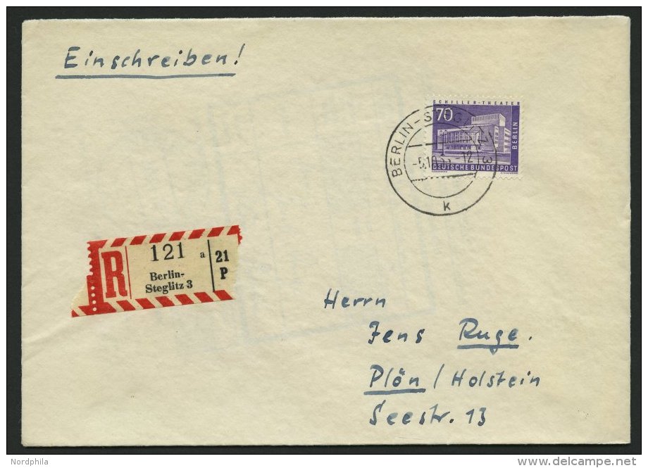 BERLIN 152 BRIEF, 1956, 70 Pf. Schillertheater Auf FDC, Pracht, Mi. 450.- - Otros & Sin Clasificación