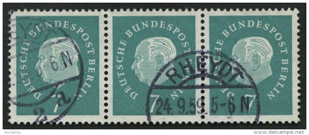 BERLIN 182 Paar O, 1959, 7 Pf. Heuss Im Waagerechten Paar Mit Zentrischem Stempel RHEYDT, Pracht, Mi. 60.- - Otros & Sin Clasificación