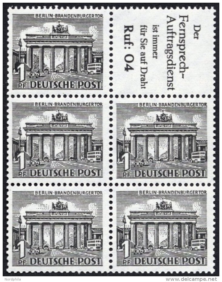 ZUSAMMENDRUCKE H-Bl. 9 **, 1952, Heftchenblatt 1 Pf. Bauten, Ohne Rand, Pracht, Mi. 180.- - Se-Tenant