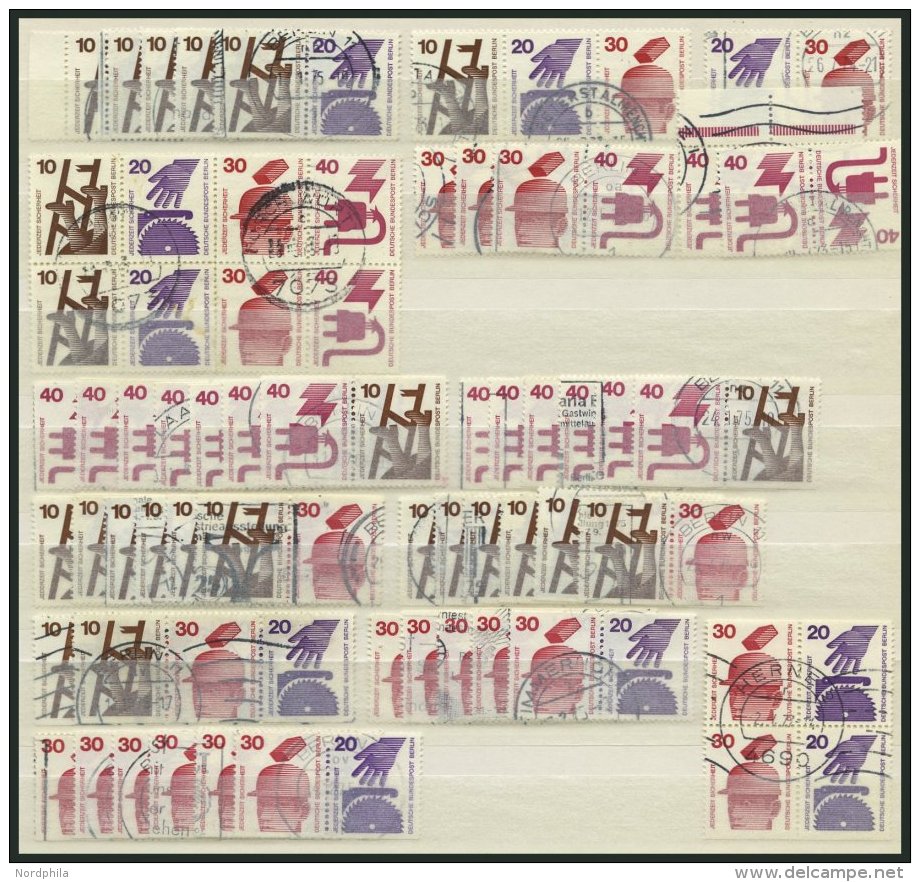 ZUSAMMENDRUCKE O, 1972-74, Unfallverh&uuml;tung, Dublettenpartie Zusammendrucke, Feinst/Pracht, Mi. 370.- - Se-Tenant