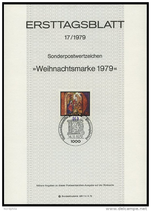 ERSTTAGSBL&Auml;TTER 591-613 BrfStk, 1979, Kompletter Jahrgang, ETB 1 - 17/79, Pracht - Sonstige & Ohne Zuordnung