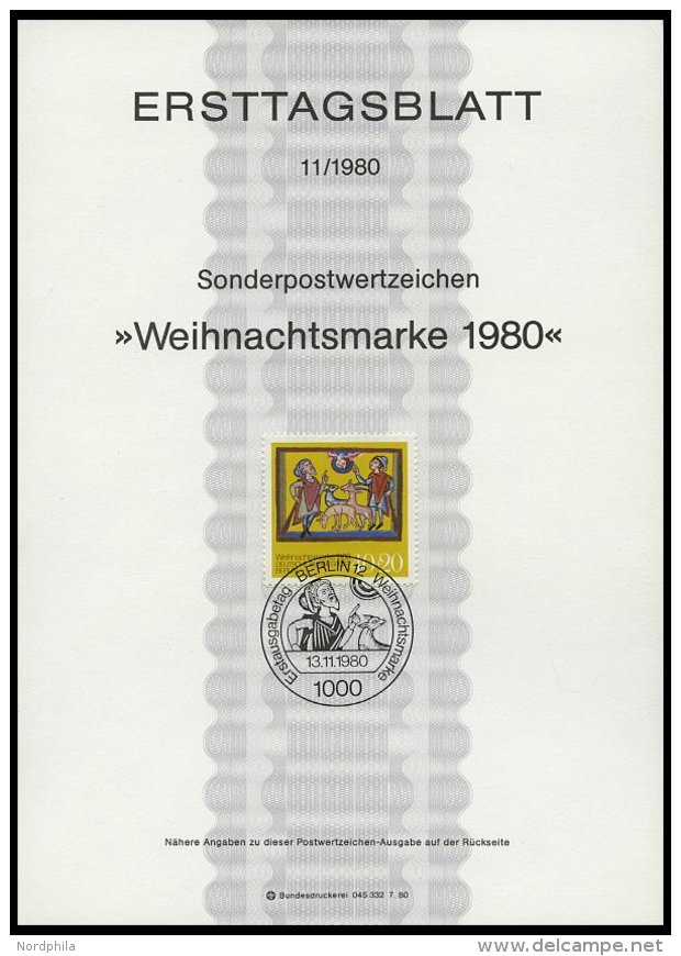 ERSTTAGSBL&Auml;TTER 614-36 BrfStk, 1980, Kompletter Jahrgang, ETB 1 - 11/80, Pracht - Otros & Sin Clasificación