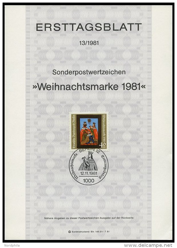 ERSTTAGSBL&Auml;TTER 637-58 BrfStk, 1981, Kompletter Jahrgang, ETB 1 - 13/81, Pracht - Sonstige & Ohne Zuordnung